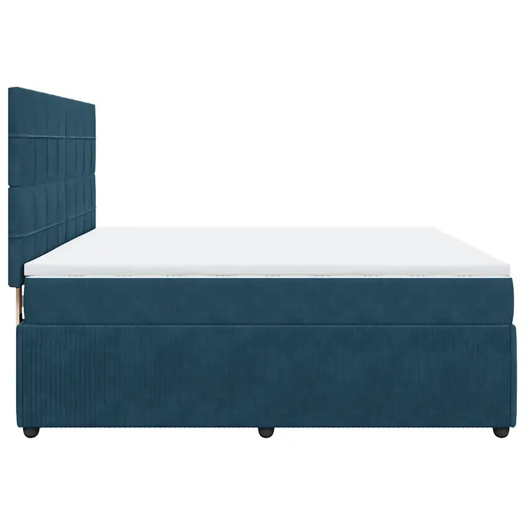 vidaXL Giroletto a Molle con Materasso Blu 180x200 cm in Velluto