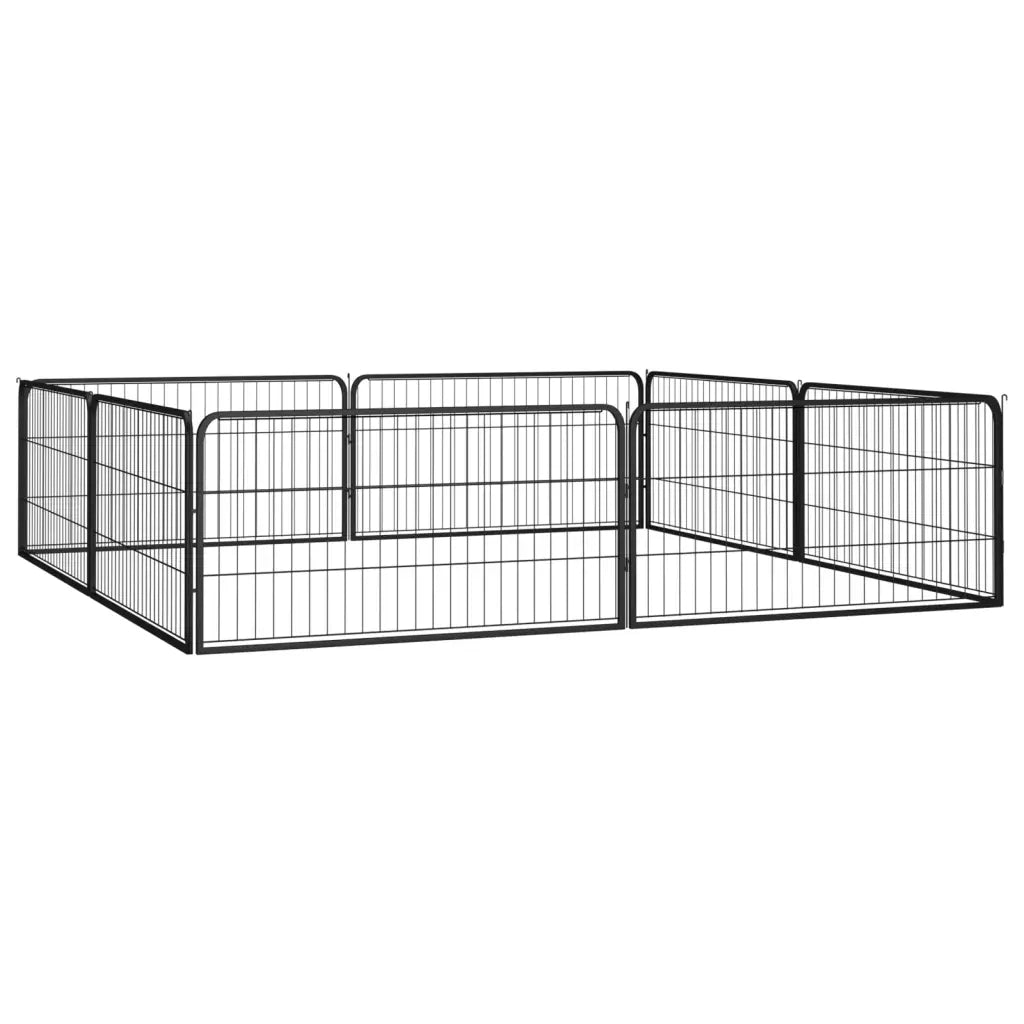 Box Cani 8 Pannelli Nero 100x50 cm Acciaio Verniciato Polvere CFW4413645