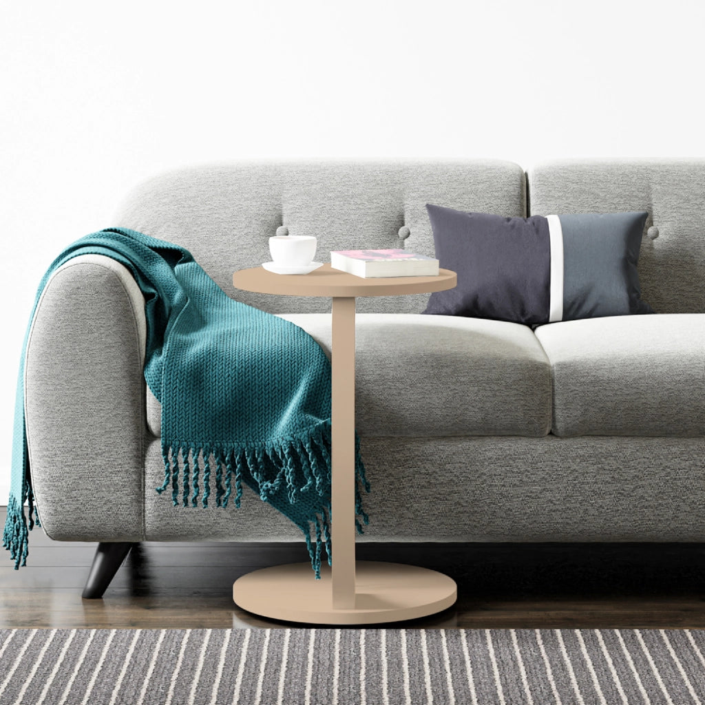 Tavolino da Divano Holeby con Rotelle e Piano Rotondo - Colore Cappuccino [en.casa]