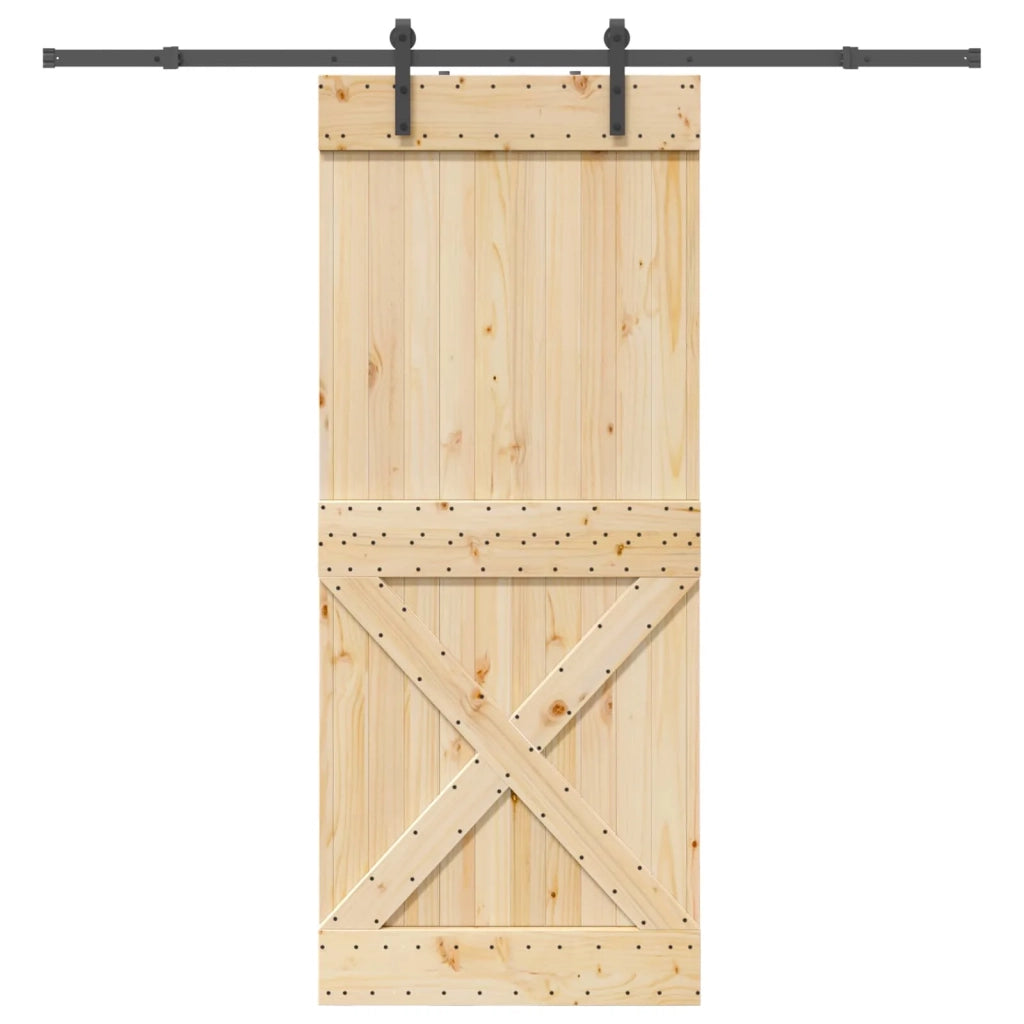 Porta scorrevole NARVIK Naturale e Nero 90 x 210 cm (213,5 cm) 3445356