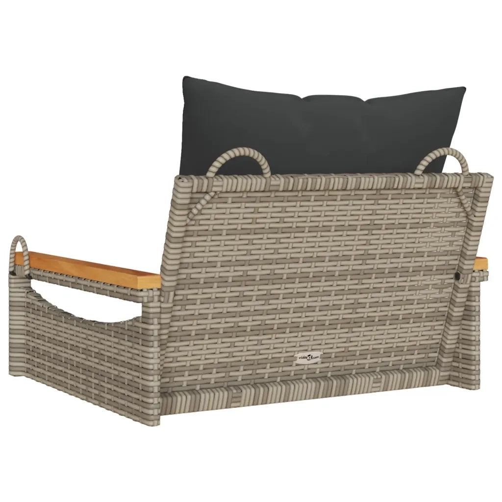 Panca da Giardino | Panchina Dondolo con Cuscini Grigia 63x62x40 cm in Polyrattan