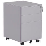 Mobiletto Ufficio Grigio Acciaio con Ruote 3 Cassetti Chiusura a Chiave Design Industriale