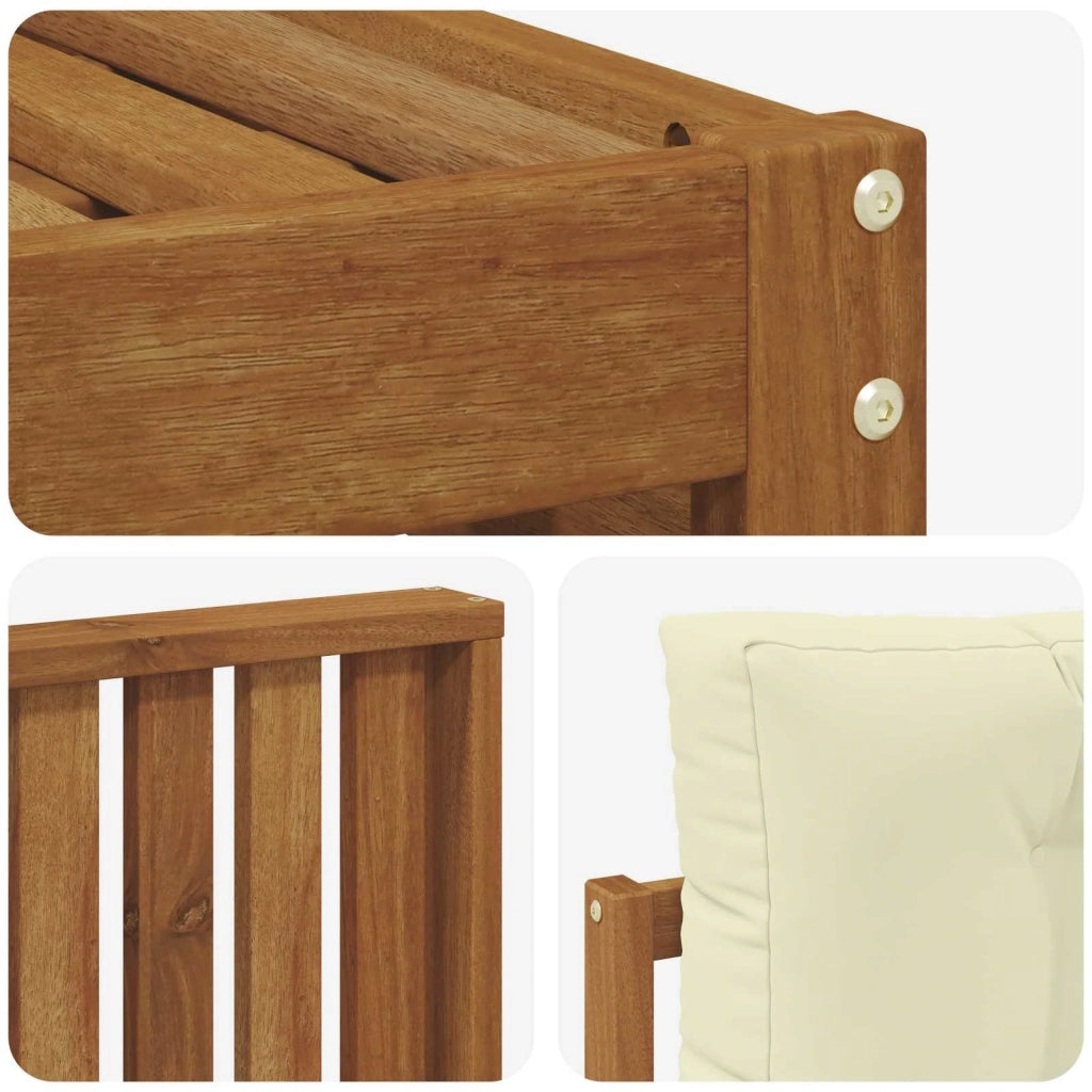 Set divani 6 pcs Naturale e Crema Legno di Acacia Massello 3373895
