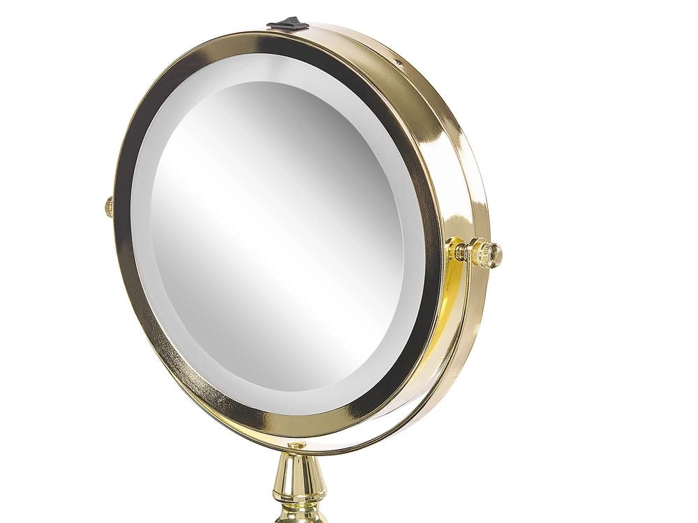Specchio da tavolo double face per trucco a LED metallo Nero ø 18 cm 1x / 5x