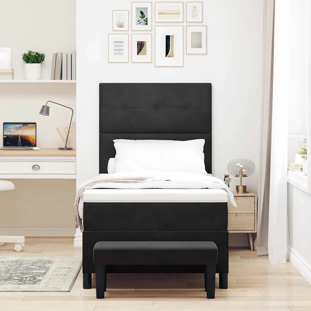 Letto a molle con materasso Nero 80 x 200 cm Velluto