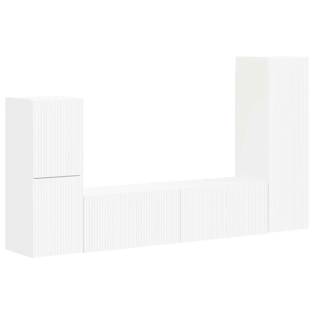 Set mobile TV Montaggio a parete 4 pcs Bianco Legno multistrato 3409024