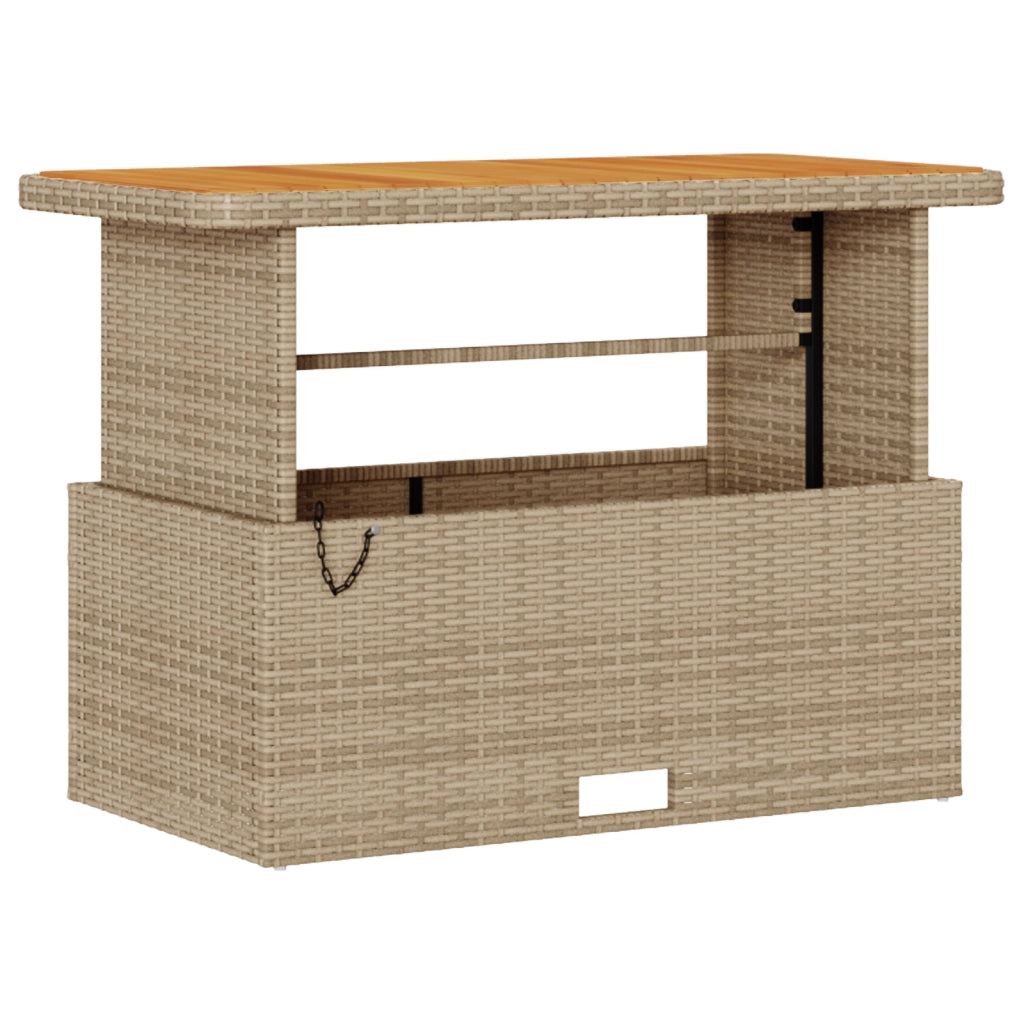 Set da Pranzo da Giardino in 4 Pezzi con Cuscini Beige Polyrattan Acacia