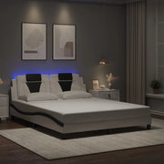 Giroletto con Luce LED Bianco e Nero 160x200 cm in Similpelle