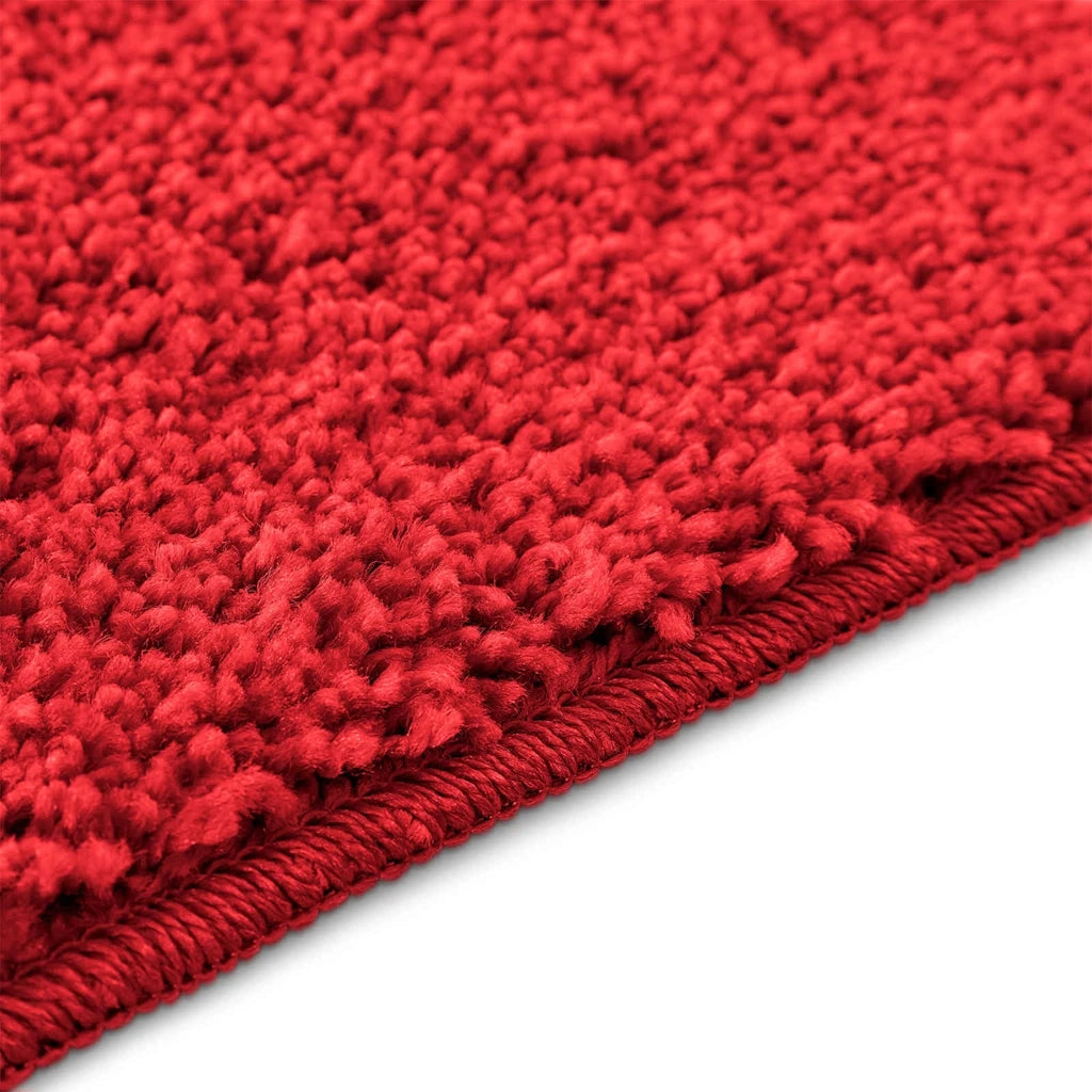 Tappeto Antiscivolo per Bagno con Taglio per Toilette Rosso 4019818