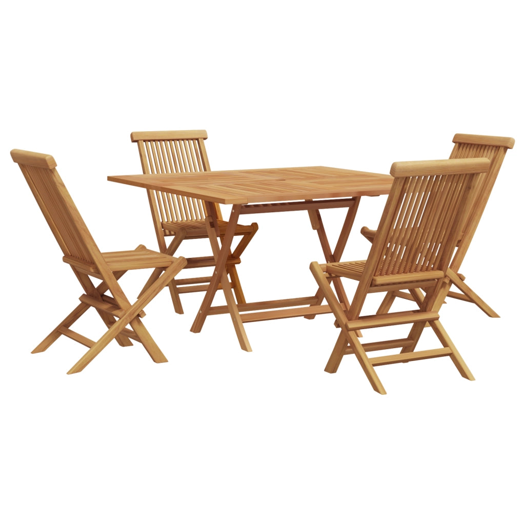 Set da Pranzo da Giardino 5 Pezzi in Legno Massello di Teak