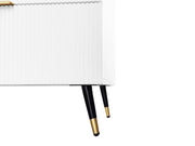 Credenza con 6 Cassetti; Maniglie e Gambe Dorate; Stile Moderno; in Pannello Truciolare; 120??40??77 cm; Bianco