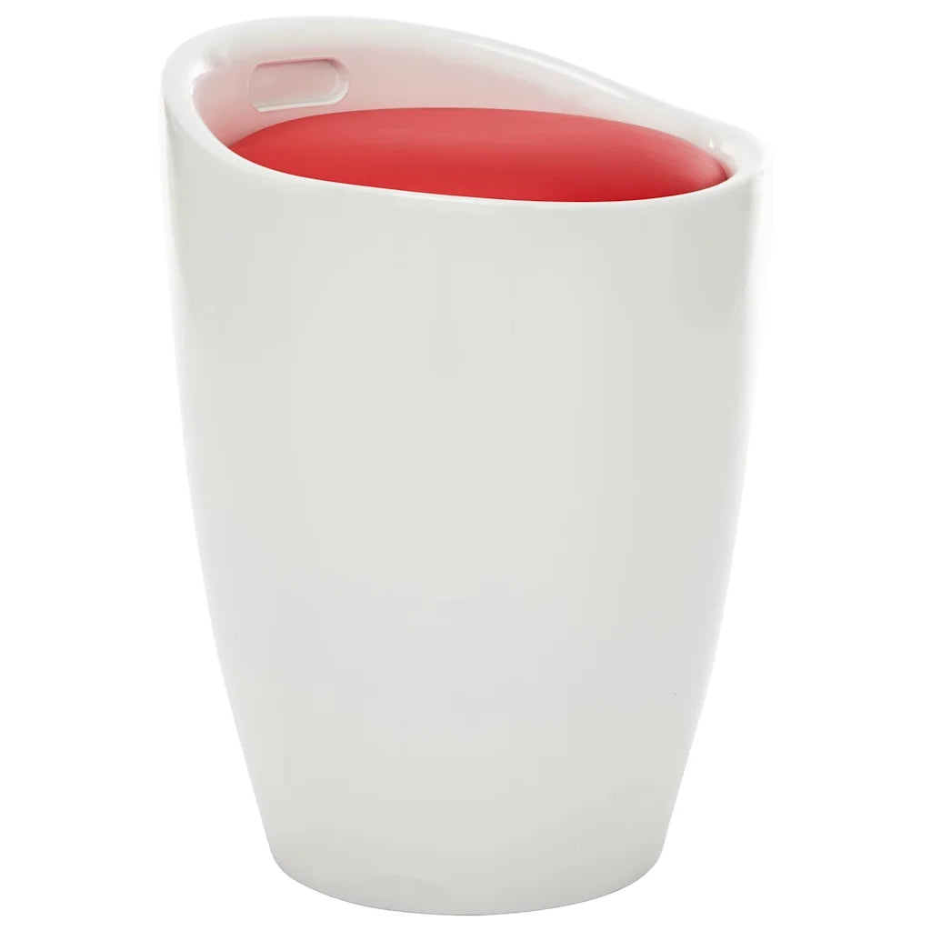 Sgabello con Contenitore Bianco e Rosso Vino Similpelle 249801