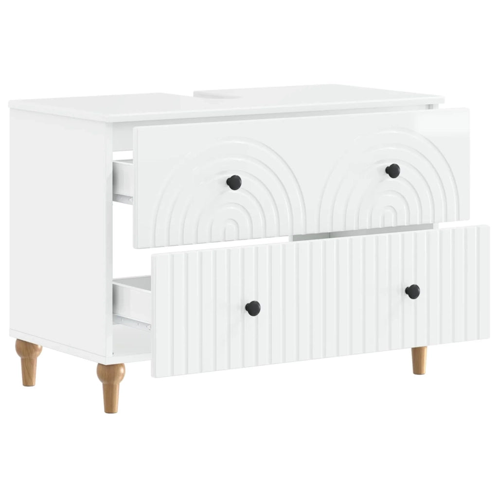 Armadio per Lavabo da Bagno ALKMAAR Bianco Lucido 896139