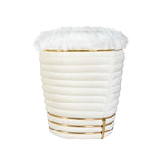 Pouf Doric Avorio e Oro con Finitura Soft