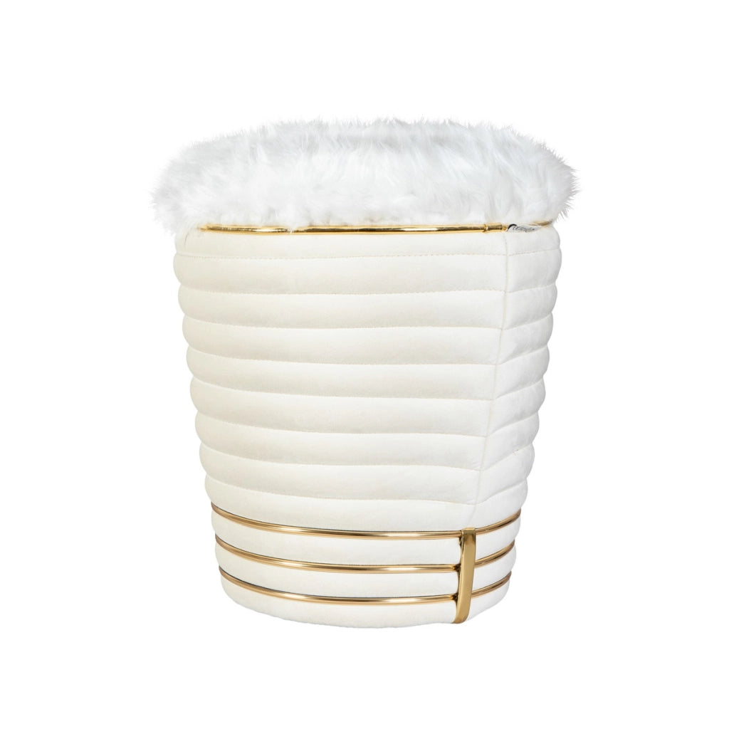 Pouf Doric Avorio e Oro con Finitura Soft