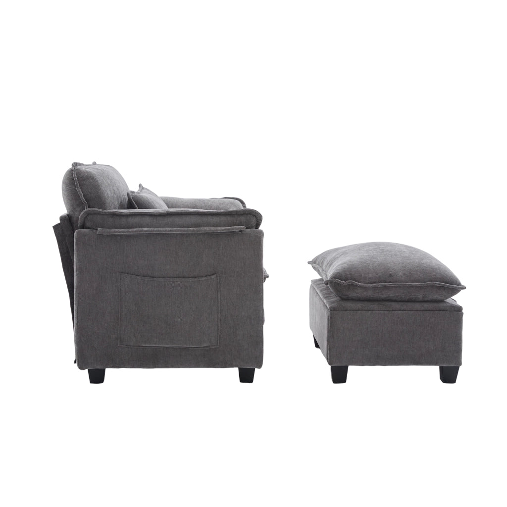 Poltrona XL con Poggiapiedi e Cuscino ¨C MINIMAL ¨C Velluto, Soggiorno