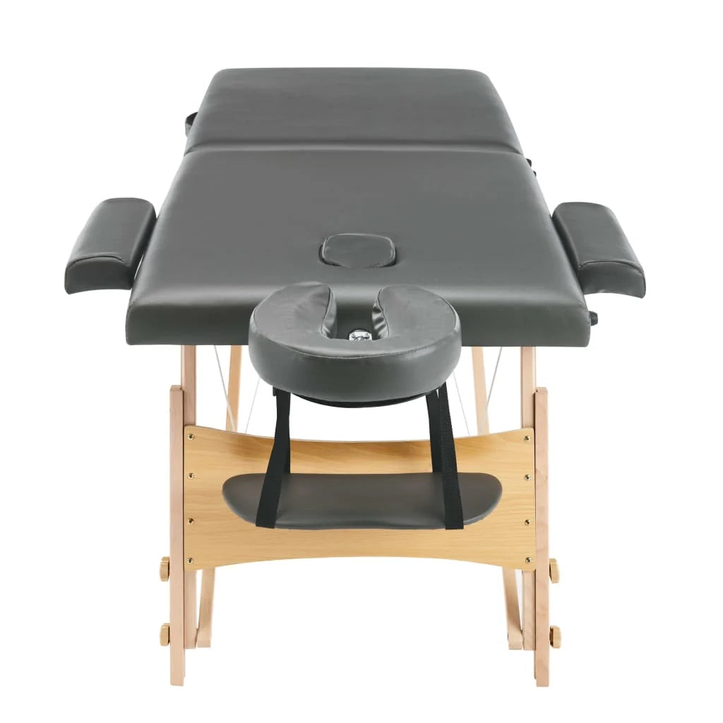 Lettino da massaggio a 2 zone struttura in legno 186 x 68 cm grigio antracite 02_0001800