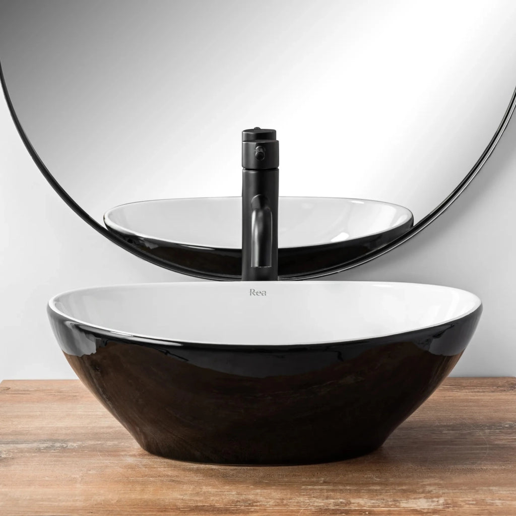 Lavabo Da Appoggio Rea Sofia White Black