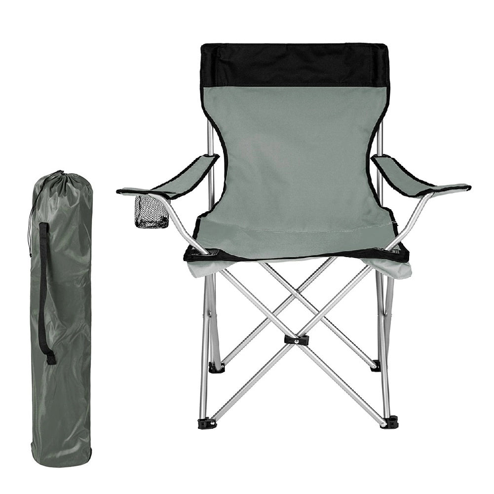 Sedia Pieghevole da Campeggio con Borsa Spiaggia Esterno Leggera Salvaspazio Grigio