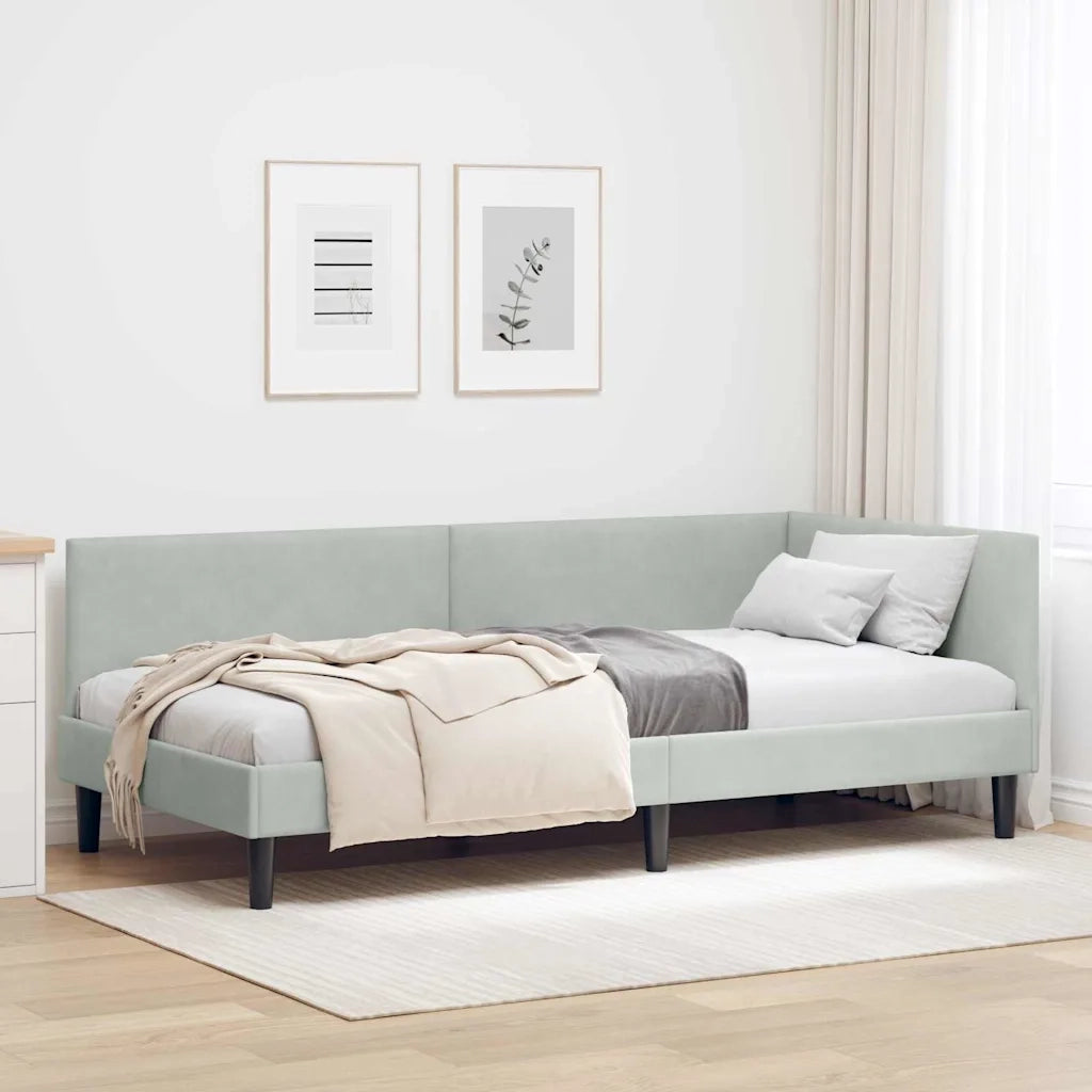 Cornice del letto ad angolo Grigio chiaro 90 cm x 190 cm