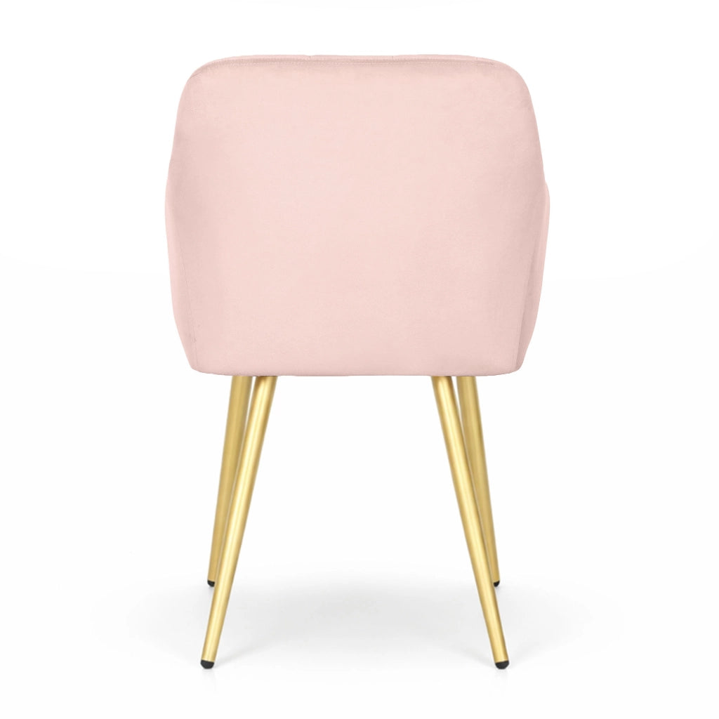 Set di 2 Sedie imbottite con cuciture quadrate LUXANO Rosa Cipria gambe oro