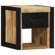 Set di 2 Comodini | Armadio da Notte | Mobiletto da notte 40x35x40 cm in Legno Massello di Mango Grezzo