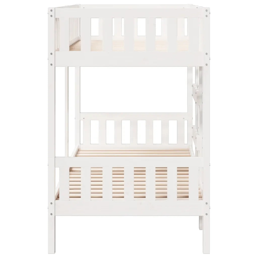Letto a Castello Bianco 90x190 cm in Legno Massello di Pino