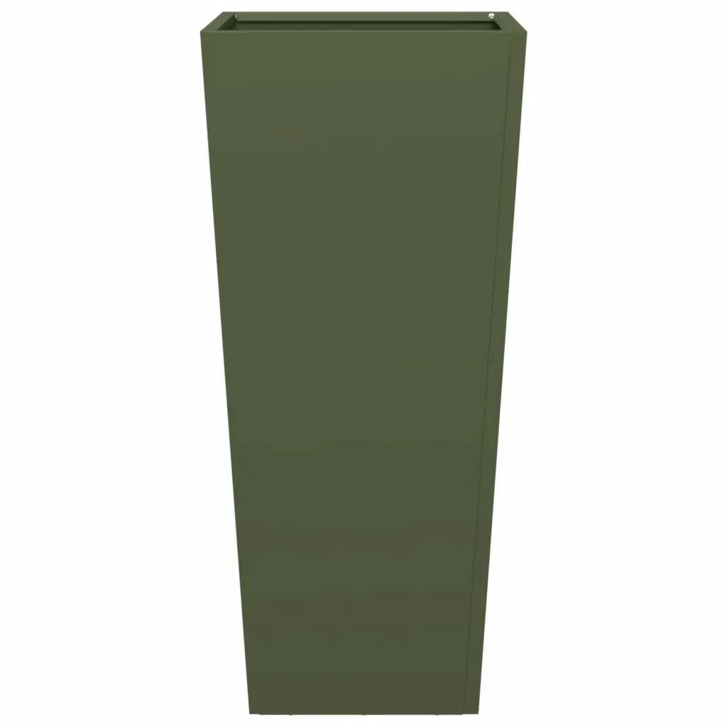 Fioriere da Giardino 2 pz Verde Oliva 35x35x75 cm in Acciaio 851087