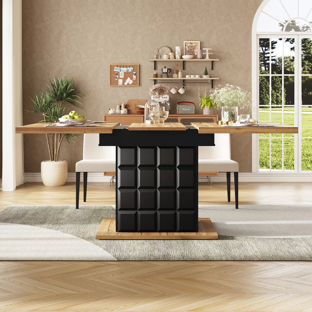 TAVOLO Allungabile 110-140x80x75 cm MDF Nero/Naturale