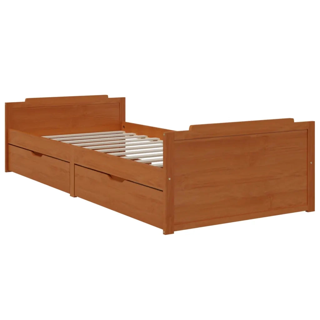 Giroletto-Struttura Letto Ambra con Cassetti Legno Massello di Pino 90x200 cm