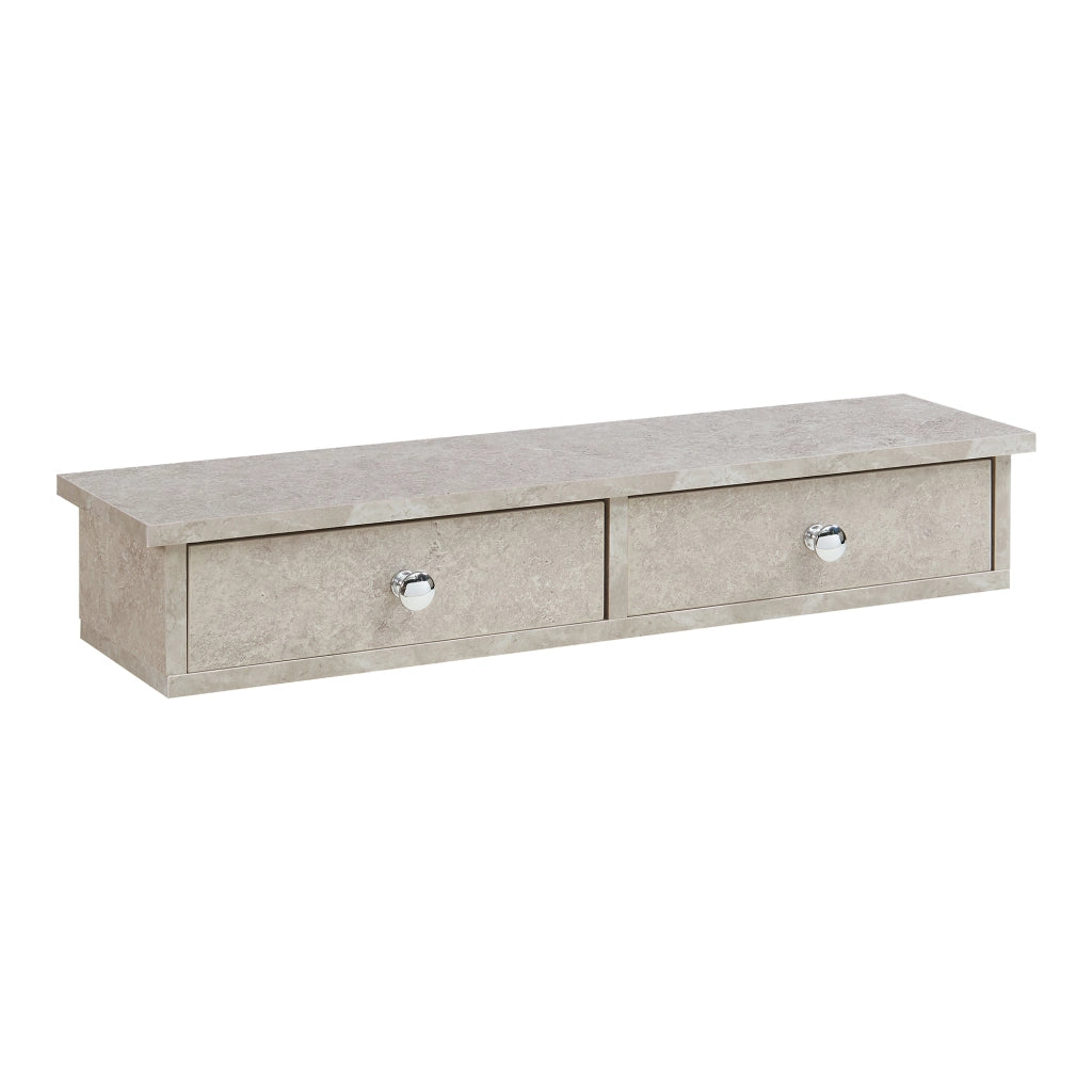 Mensola da Parete Geeste Comodino Sospeso con 2 Cassetti 60 x 15 x 10 cm - Effetto Cemento Chiaro [en.casa]