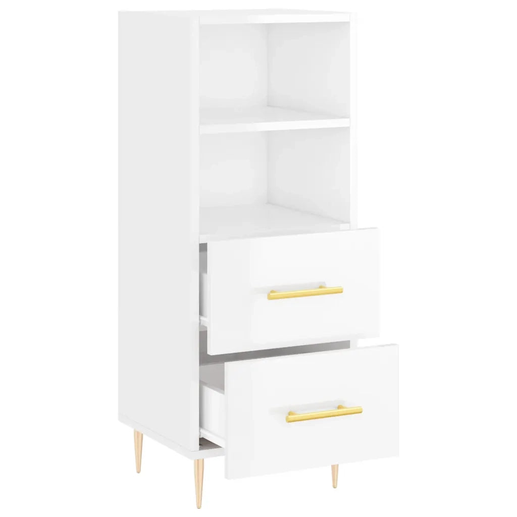 Credenza-Buffet-Armadio da cucina Bianco Lucido 34,5x34x90 cm in Legno Multistrato 504607