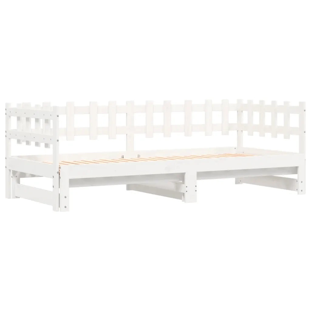 Letto singolo | Letto per adulti | Dormeuse Estraibile Bianca 2x(80x200) cm Legno Massello di Pino
