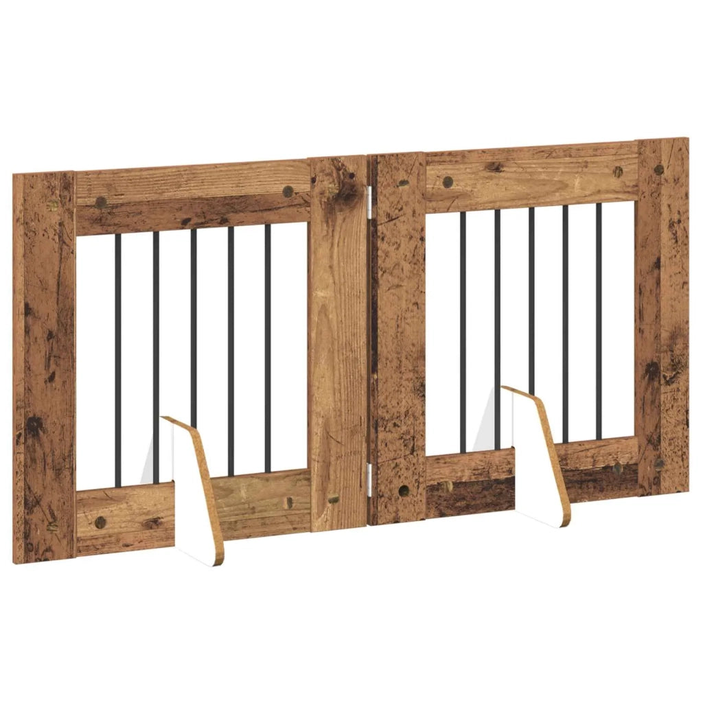 Cancello per cani con supporti 2 pz Legno antico 60 x 60 cm CFW7035433