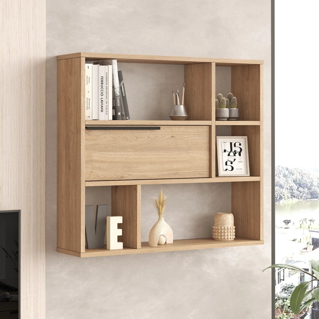 Mensola da parete in legno "Calvin" - 90 x 22 x 81 cm - Marrone