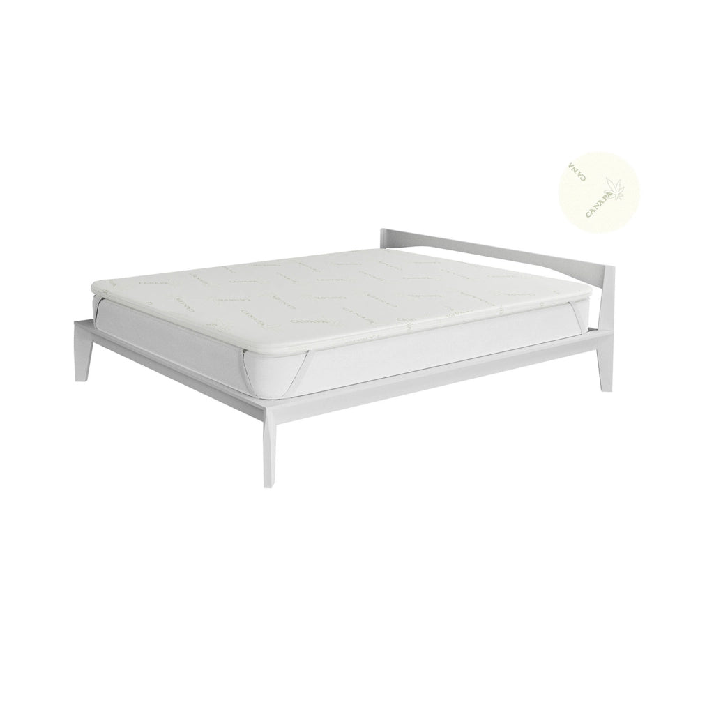 Topper Memory Con Fodera Matrimoniale 160x190 cm in Poliestere e Canapa Bianco