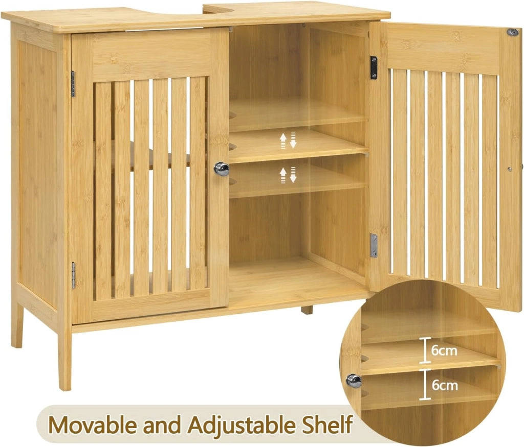Set di mobili da bagno con armadietto a specchio, per bagno, in bambù