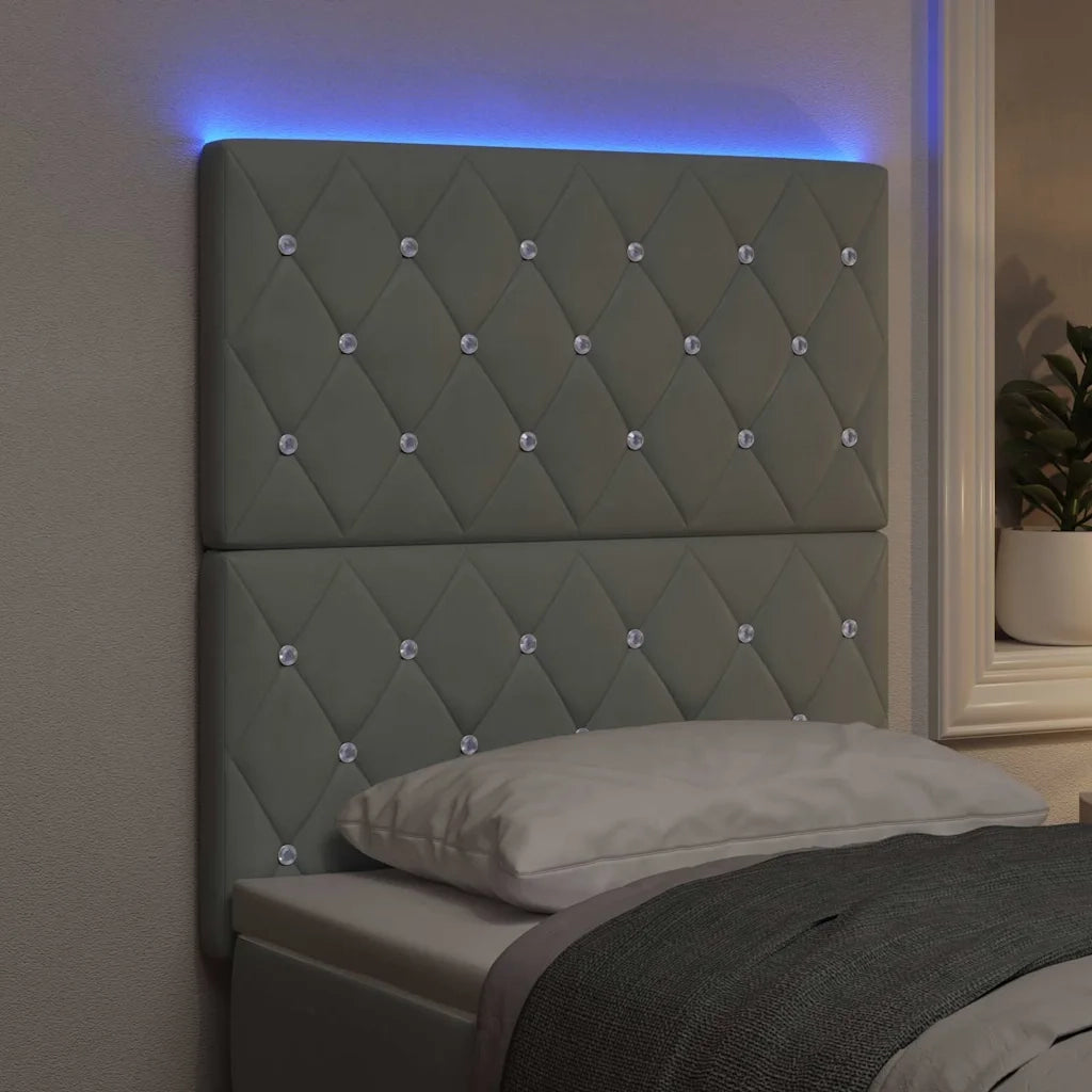 Testiera | Testata LED con strisce LED Grigio chiaro 80 cm Velluto