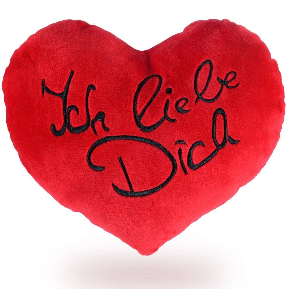 Cuscino a Cuore Morbido Scritta Ricamata I Love You 32 cm Cuore di Peluche Regalo Festa degli innamorati Amore