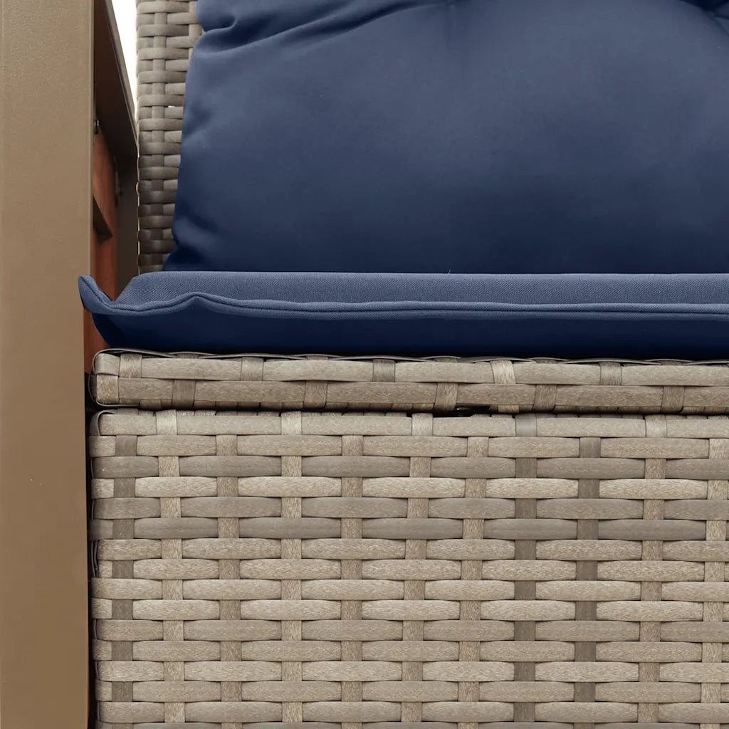 Divano da giardino con cuscini a 2 posti grigio in polyrattan