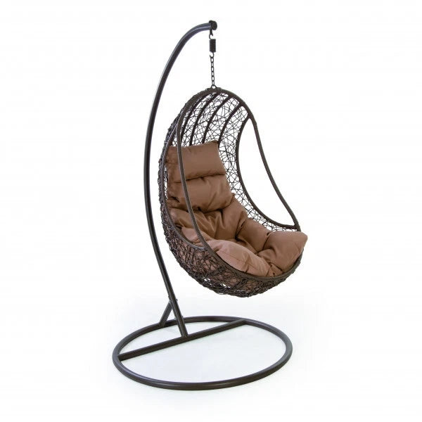 Poltrona PENSILE in polyrattan intrecciato con cuscino