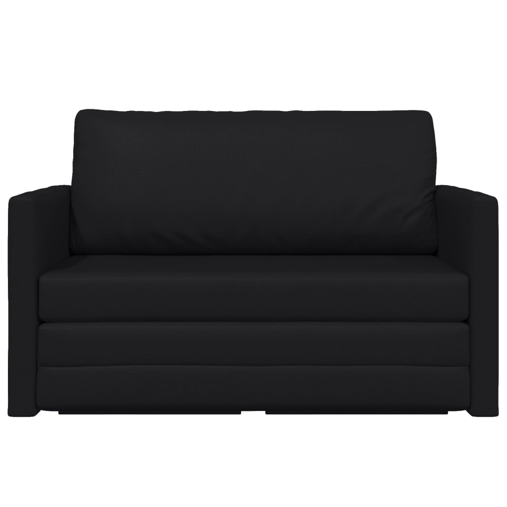 Divano a Terra Letto 2-in-1 Nero 124x71x78 cm Pelle Sintetica