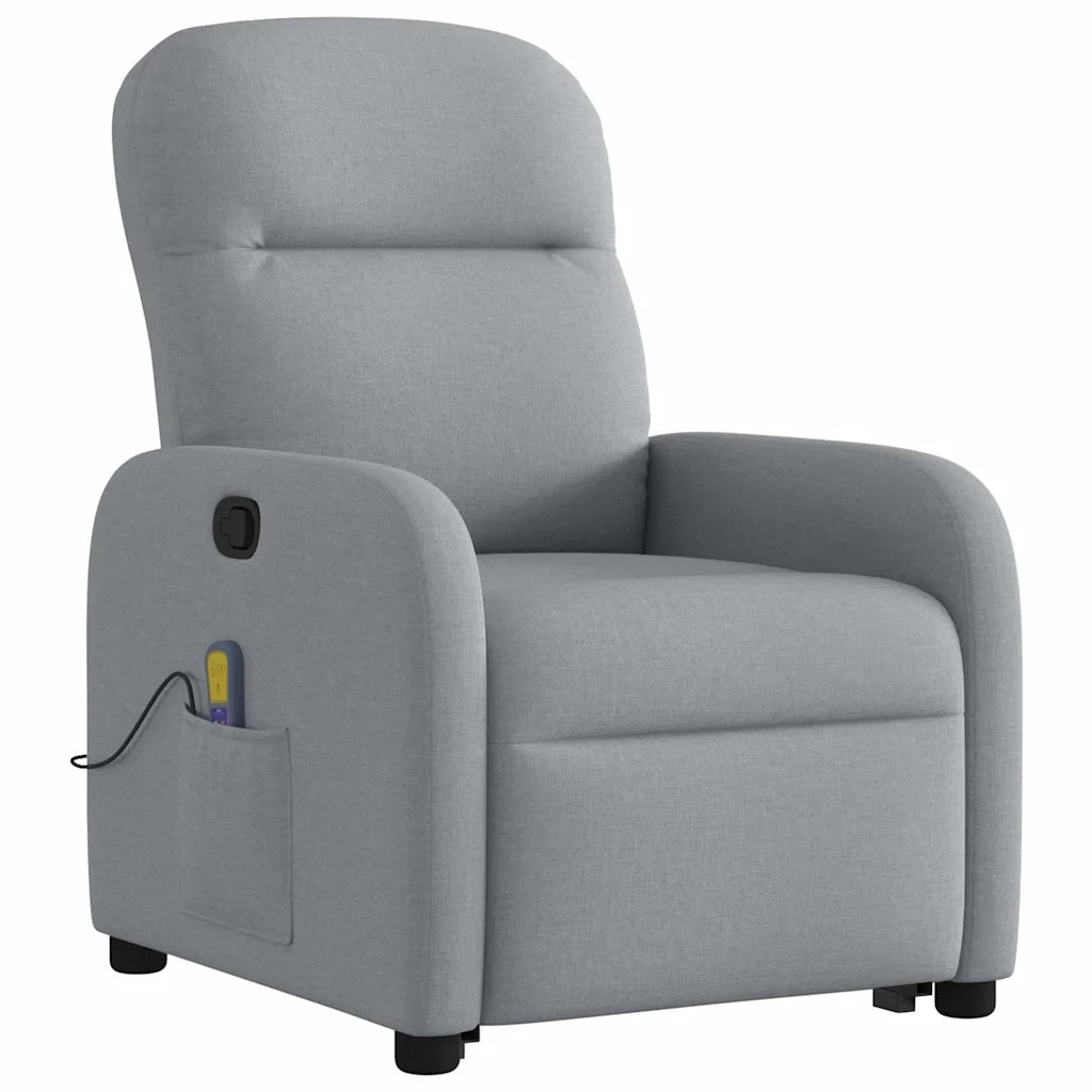 Poltrona Alzapersona Massaggi Reclinabile Grigio Chiaro Tessuto