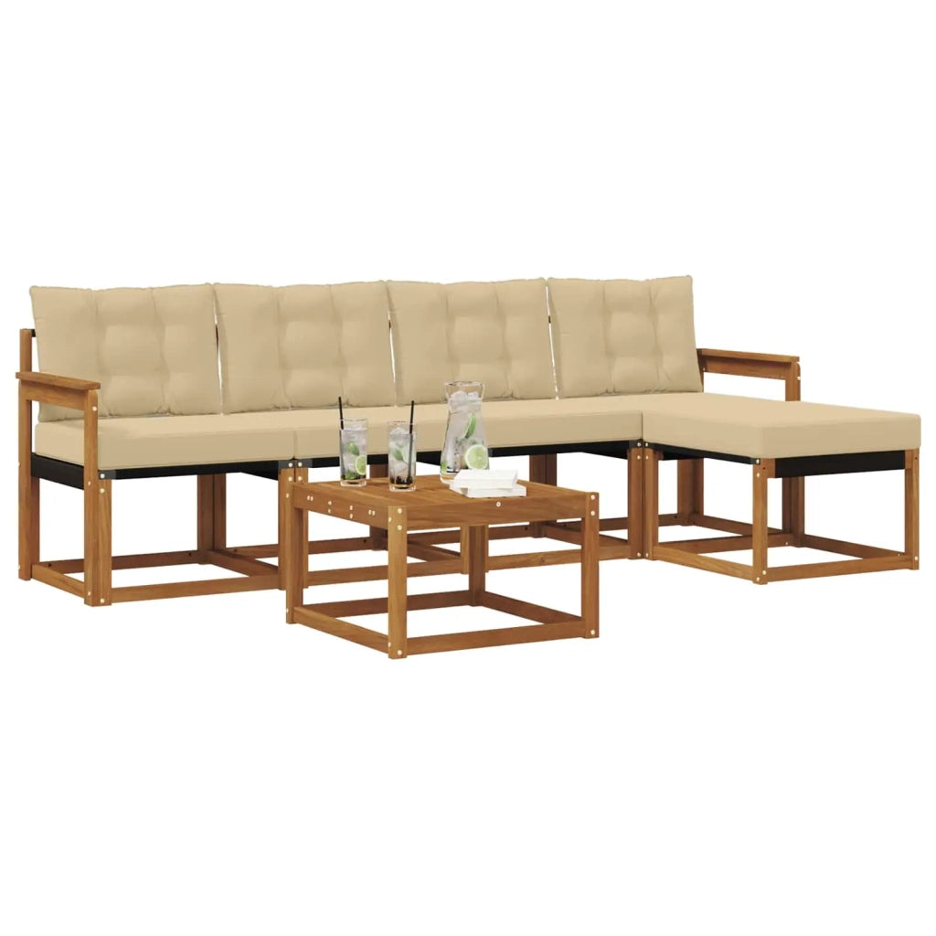 Set di divani da esterno con cuscino 6 pcs Naturale e Beige 3368588
