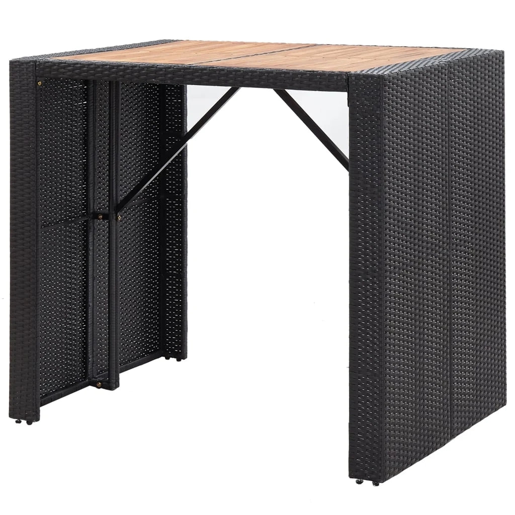Set da bar 5 pz in polyrattan e legno di acacia nero 02_0013351
