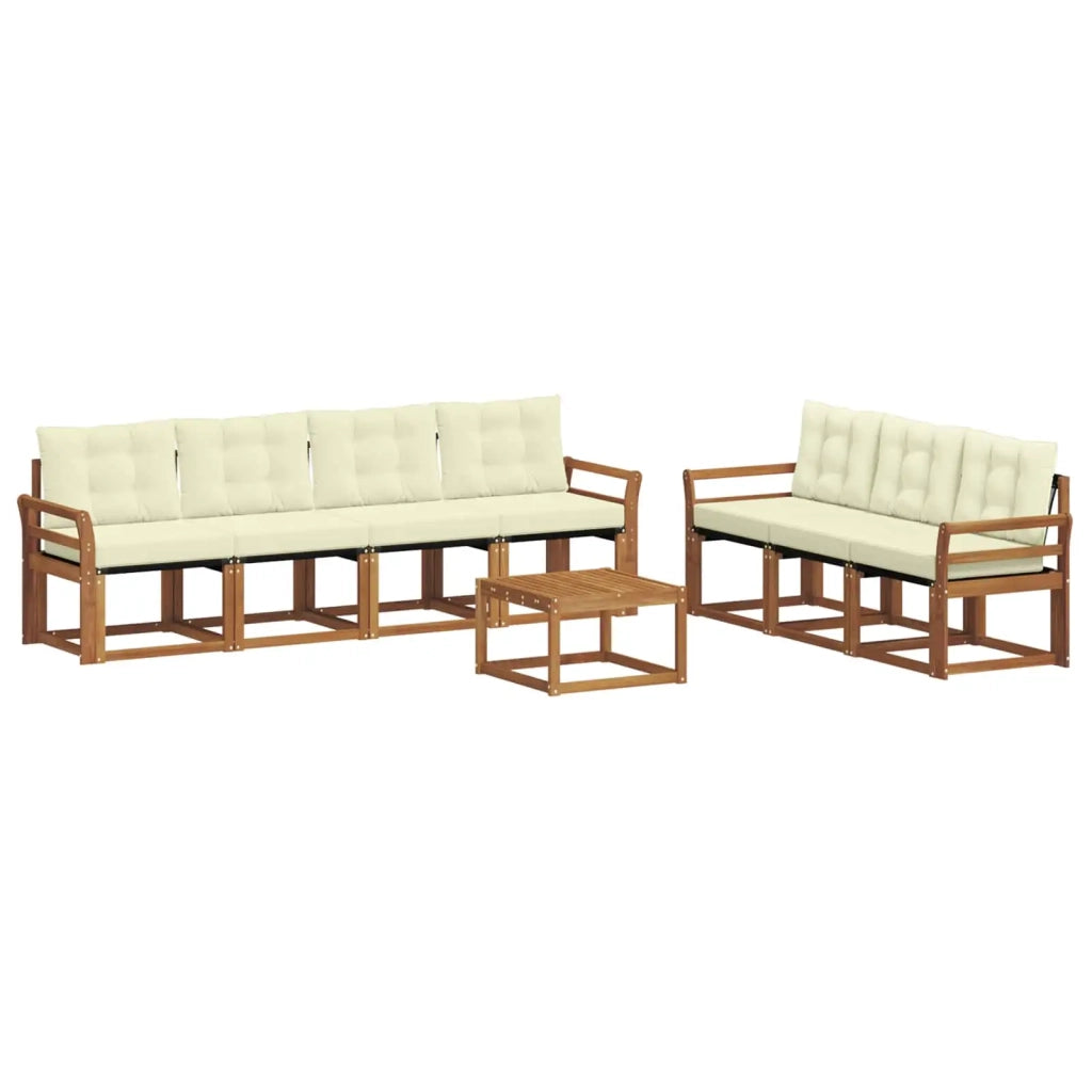 Set di divani da esterno con cuscino 8 pcs Naturale e Crema