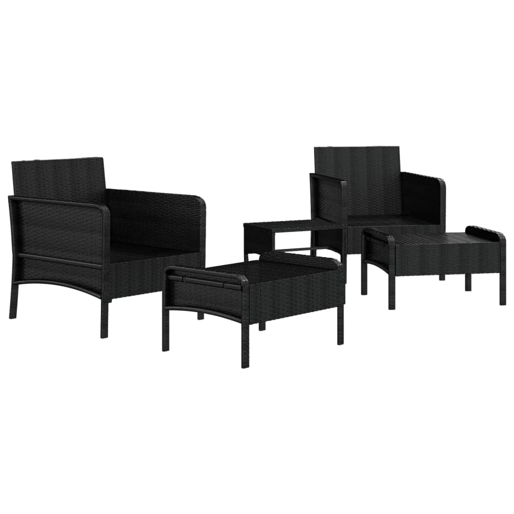 Set di mobili da giardino mobili da esterno 5 pezzi con cuscini resina intrecciata nera 02_0016422