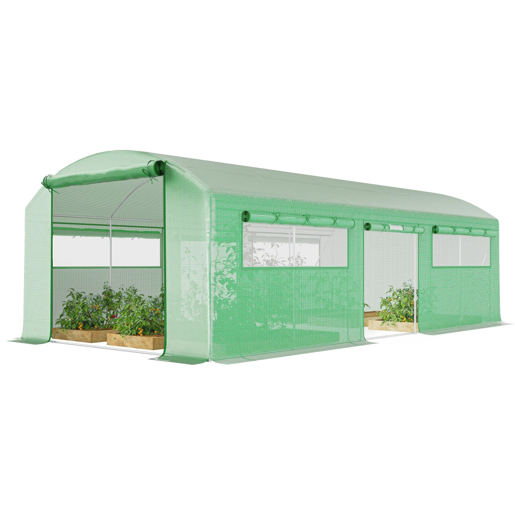 Serra a Tunnel ¨C zephmum ¨C Verde 6x3x2 m con 3 Porte a Rullo 6 Finestre a Rete Struttura in Acciaio Zincato
