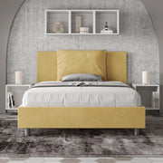 Letto imbottito Piazza e mezzo 130x190 cm Antea - Con rete,Microfibra,Ocra