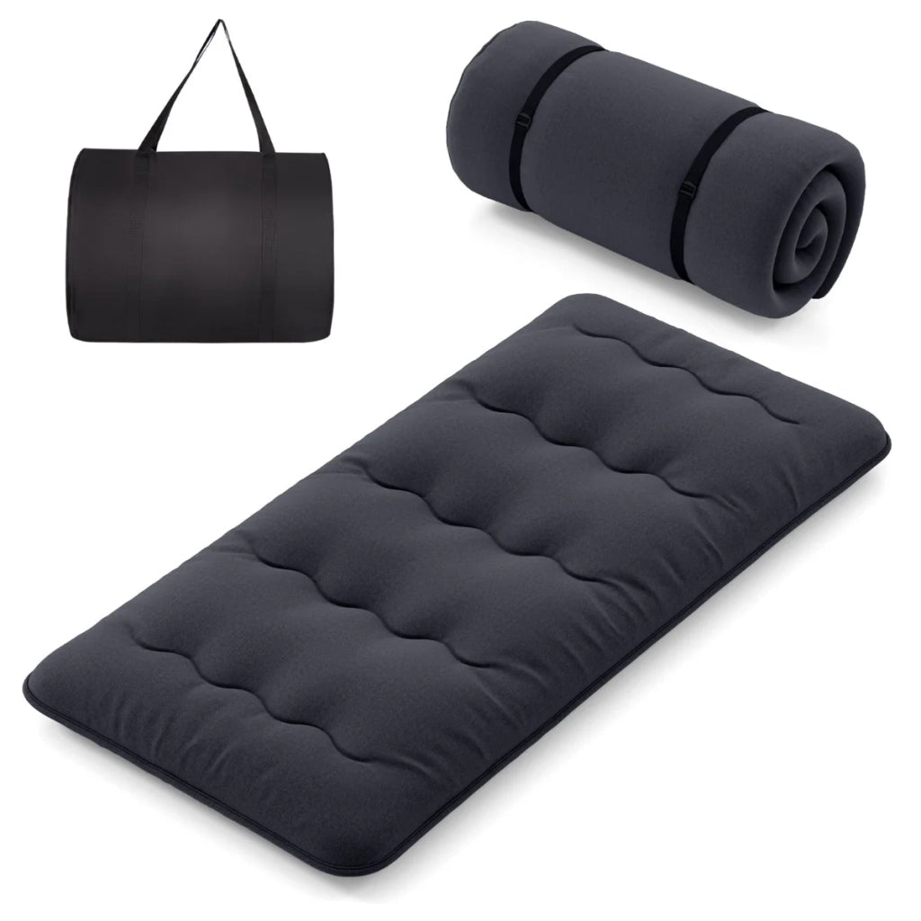 Materasso futon da pavimento 10 x 90 x 200 cm comodo e lavabile in microfibra nera 20_0017895